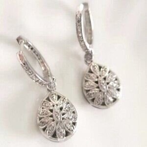 Incredible Vintage Reversible Sterling Silver Drop Dangle Crystal Earrings